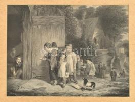 Életképek. 3 db acélmetszet, papír. Jelzés nélkül. Paszpartuban. 18x25 cm körüli méretekben