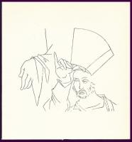 Amerigo Tot (1909-1984): Férfi tanulmány. Cinkográfia, papír, jelzés nélkül, 14,5x13,5 cm