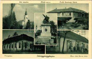 Somogynagybajom, Református templom, Hősök szobra, emlékmű, Önálló Gazdasági Iskola, Községháza, Árva Lóki István üzlete és saját kiadása