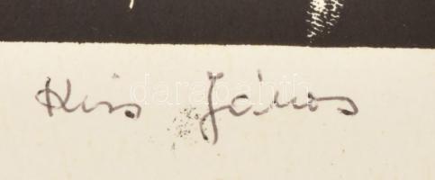 Kiss János (1905-1984): Női fej. Linómetszet, papír, jelzett. 32x25