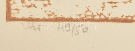 Németh András (1941-): Vár (Budapesti panoráma). Színes linómetszet, papír, jelzett, számozott (49/5...