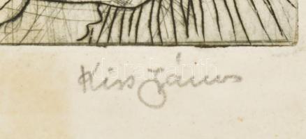 Kiss János (1905-1984): Lány népviseletben. Rézkarc, papír, jelzett. Foltos. 17x12 cm