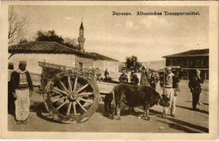 1917 Durres, Durazzo; Albanisches Transportmittel / Albán szállítási mód / Albanian folklore, ox cart