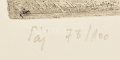 Artner Ferenc (1904-1981): Táj. Rézkarc, papír, jelzett, számozott (73/100), 19,5×29,5 cm