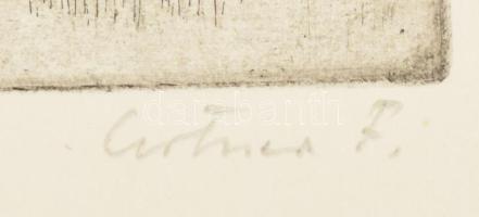 Artner Ferenc (1904-1981): Táj. Rézkarc, papír, jelzett, számozott (73/100), 19,5×29,5 cm