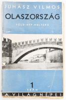 Juhász Vilmos: Olaszország. A Világ Népei 1. sz. Bp., 1933, Pantheon, 128 p. + 1 t. (színes térkép). Kiadói papírkötés, szakadt, sérült borítóval, hiányos gerinccel.