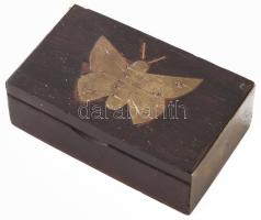 Réz pillangó berakással kis ékszeres dobozka, 6,5x4x2 cm