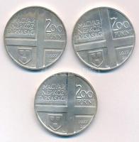 1977. 200Ft Ag (3xklf) "Magyar festők II. / Csontváry, Mányoki, Rippl-Rónai" érmesor, sérü...