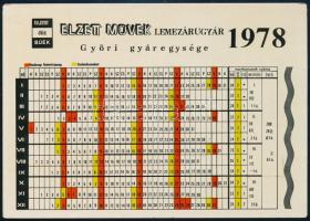 1978 Elzett fémlemezipari művek fém kártyanaptár.10x15 cm