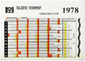 1978 Elzett fémlemezipari művek fém kártyanaptár.10x15 cm