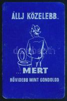 1983 Humoros fém kártyanaptár.Állj közelebb, mert rövidebb mint gondolod