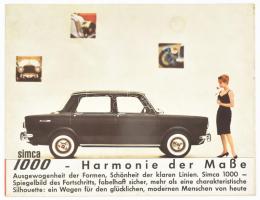 cca 1960 SIMCA 1000 német nyelvű kihajtható autósprospektus