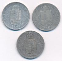 1879KB 1Ft Ag "Ferenc József / Középcímer" (3x) T:XF-F patina, ph
Adamo M15