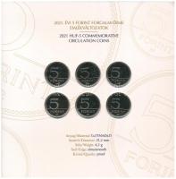 2021. 5Ft Cu-Ni-Zn "75 éves a Forint" (6xklf) + 5Ft-200Ft (6xklf) forgalmi sor "75 év...