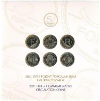 2021. 5Ft Cu-Ni-Zn "75 éves a Forint" (6xklf) + 5Ft-200Ft (6xklf) forgalmi sor "75 év...