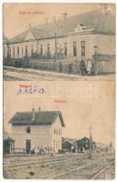 1913 Naszód, Nasaud; Magy. kir. erdészlak, pályaudvar, vasútállomás / railway station, forestry house (Rb)