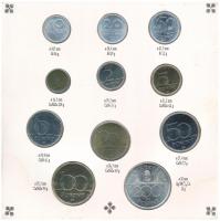 1993. 10f-200Ft (11xklf) forgalmi sor "Magyarország pénzérméi" karton dísztokban, egy lapo...