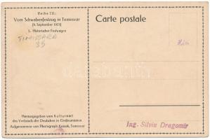 1923 Temesvár, Timisoara; A szeptember 9-i sváb felvonulás, feldíszített kocsi. Az első svábok Bánát...