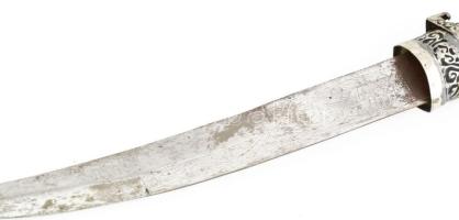 Arab tőr, tokkal, rozsdafoltokkal, h: 37 cm