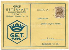 1941 Gróf Esterházy uradalmi téglagyára Tata. Kihajtható képeslap / Hungarian brickyard advertisement