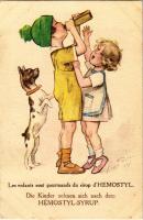 1928 Die Kinder sehnen sich nach dem Hemostyl-Syrup / Hemostyl szirup reklám Gyerekek vágynak a Hemostyl szirupra / French medicine advertisement (EK)
