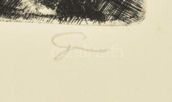 Olvashatatlan jelzéssel: Első szabad május 1. Rézkarc, papír, 18x29,5 cm