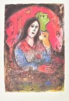 Marc Chagall (1887-1985) festménye után készült reprodukció. Színes nyomat, papír, jelzett a nyomaton, 19,5x13 cm