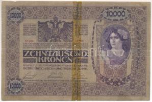 1918. 10.000K piros &quot;MAGYARORSZÁG&quot; felülbélyegzéssel, &quot;1006 91202&quot; egyik oldala ...