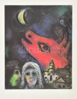 Marc Chagall (1887-1985) festménye után készült reprodukció. Színes nyomat, papír, jelzett a nyomaton, 17x14 cm