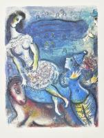 Marc Chagall (1887-1985): The Circus (A cirkusz). Színes nyomat, papír, jelzés nélkül, 18,5x14 cm