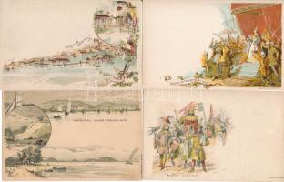 8 db RÉGI használatlan barna 2kr-os díjjegyes Ezredéves Kiállítás művészlap / 8 pre-1900 unused brow...