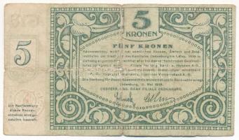 Sopron 1919. 5K pénztárjegy "T 44370" sorszámmal, "Soproni Hitelbank RT." száraz...