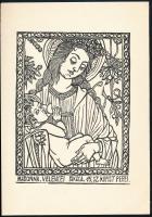 Perei Zoltán (1913-1992): Madonna, velencei iskola, 15 sz., másolta Perei Z. Fametszet, papír. Jelzett a metszeten. 15x11,5 cm.