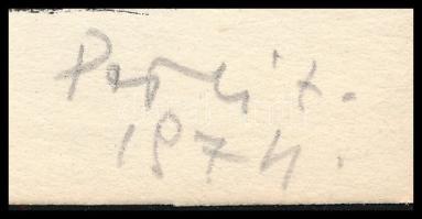 Perei Zoltán (1913-1992): Lények, 1974. Fametszet, papír. Jelzett. 7,5x13 cm