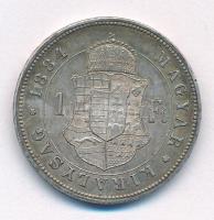 1884KB 1Ft Ag "Ferenc József / Barokk címer" T:AU,XF patina, ph 
Adamo M15