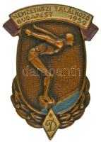 1959. Nemzetközi Találkozó Budapest 1959 az Újpesti Dózsa sport klub festett bronz jelvénye (39x28mm) T:AU