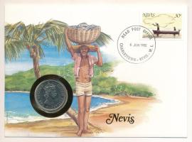 Kelet-Karibi Államok / Nevis 1965. 50c Cu-Ni II. Erzsébet felbélyegzett borítékban, bélyegzéssel, német nyelvű leírással T:UNC East Caribbean States / Nevis 1965. 50 Cents Cu-Ni Elizabeth II in envelope with stamp and cancellation, with German description C:UNC