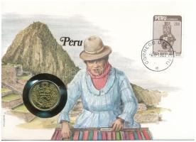 Peru 1982. 50I Cu-Ni felbélyegzett borítékban, bélyegzéssel, német nyelvű leírással T:UNC,AU Peru 1982. 50 Intis Cu-Ni in envelope with stamp, with German description C:UNC,AU