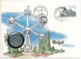 Belgium 1970. 10Fr érmés, bélyeges borítékon, alkalmi bélyegzővel, német nyelvű leírással T:UNC  Belgium 1970. 10 Francs in coin envelope with stamp, cancellation, and a description in german C:UNC