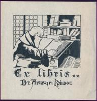Conrád Gyula (1877-1959): Ex libris Dr. Arthuri Káldor. Linómetszet, papír, jelzett a metszeten, 9×8,5 cm