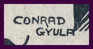 Conrád Gyula (1877-1959): Ex libris Dr. Arthuri Káldor. Linómetszet, papír, jelzett a metszeten, 9×8...