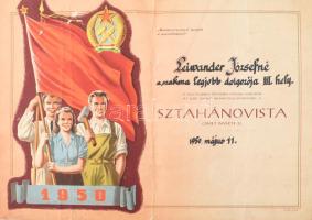 cca 1950-1970 15 db szocreál oklevél Sztahánovista, Kiváló dolgozó, stb + néhány igazolvány, okirat