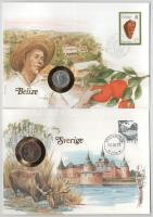 5db-os érmés boríték tétel, mind különféle és német nyelvű tájékoztatóval, benne: Ascension-sziget, ...