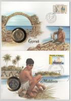 5db-os érmés boríték tétel, mind különféle: Turks- és Caicos-szigetek, Tuvalu, Tristan da Cunha, Cip...