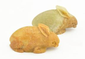 12 db kínai jáde nyúl figura, eredeti dobozában egyenként 5,5 cm