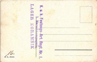 Ada Kaleh, vár / Festung / castle, fortress + "K.u.K. Festungs-Art. Regt. Nr. I. 3. Marschkompa...