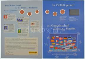 Németország 2004-2005. 1c + 2c + 5c 2xklf szett "Deutsche Post" információs kartonon T:UNC Germany 2004-2005. 1 Cent + 2 Cent + 5 Cent 2xdiff set on "Deutsche Post" information cardboard C:UNC