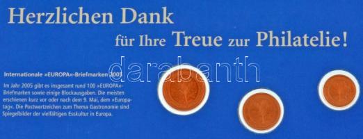 Németország 2004-2005. 1c + 2c + 5c 2xklf szett "Deutsche Post" információs kartonon T:UNC...