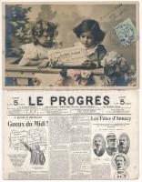 9 db RÉGI francia képeslap újságokkal / 9 pre-1945 French postcards with newspapers