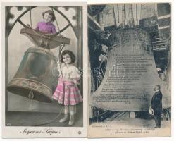 14 db RÉGI francia képeslap harangokkal / 14 pre-1945 French postcards with church bells